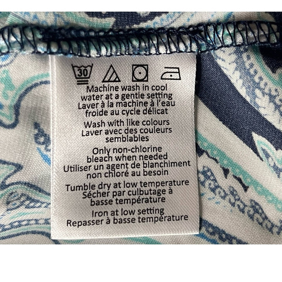 GIGI PARKER WOMENS COLD SHOULDER BLOUSE PAISLEY AQUA XS NEW WITH TAGS - Picture 7 of 9